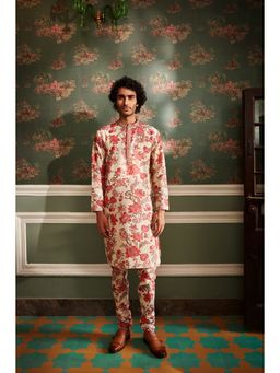 KALISTA - Beige Adwait Long Kurta with Churidar (Set of 2)