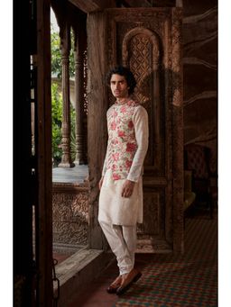 KALISTA - Cream Vivaan Kurta with Churidar and Nehru Jacket (Set of 3)