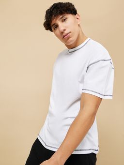Styli - White Contrast Stitch Detail Oversized T-shirt