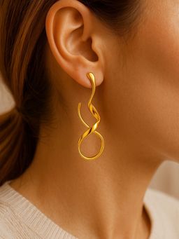 Digital Dress Room - Gold Plated Abstract Twist Drop Earrings