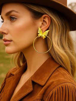 Digital Dress Room - Gold Plated Butterfly Hoop Earrings