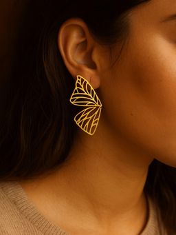 Digital Dress Room - Gold Plated Abstract Cutwork Statement Earrings