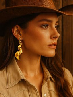 Digital Dress Room - Gold Plated Abstract Spiral Drop Earrings