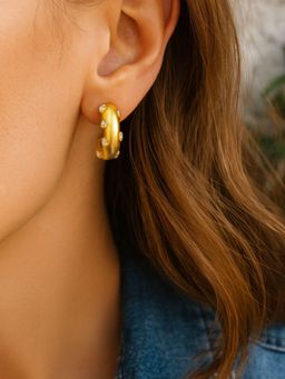 Digital Dress Room - Gold Plated American Stones Studded Earrings
