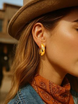 Digital Dress Room - Gold Plated Heart Stone Huggie Hoop Earrings