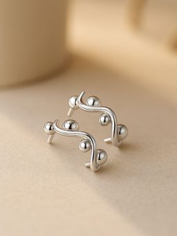 Digital Dress Room - Silver Tone Abstract Swirl Stud Earrings