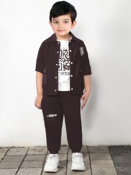 BAD BOYS - Wine Trendy Jacket with Printed T-Shirt and Joggers