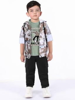 BAD BOYS - Brown Cool Printed Hoodie Jacket with T-Shirt and Pant