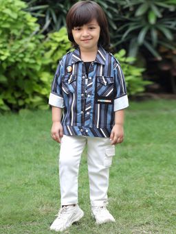 BAD BOYS - Blue Stripe Printed Shirt with T-Shirt and Pant