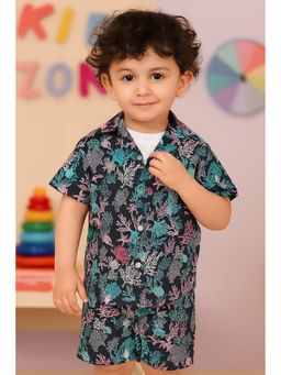 RIGO - Blue Kids Floral Print Shirt with Shorts