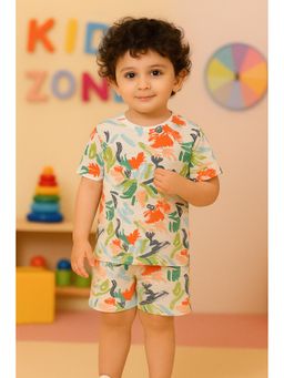 RIGO - White Kids Printed T-Shirt with Shorts