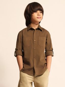 U.S. POLO ASSN. - Brown Kids Boys Solid Regular Fit Shirt