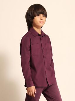 U.S. POLO ASSN. - Purple Kids Boys Solid Regular Fit Shirt
