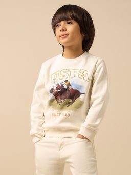 U.S. POLO ASSN. - White Kids Boys Brand Printed Regular Fit Sweatshirt