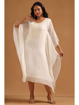 Soch - Off White Georgette Embroidered Kaftan With Beads And Stones