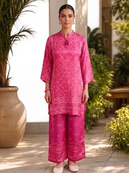 GULABI DORI - RANI CREPE BANDHEJ WORK CO-ORD SET