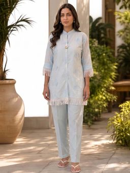 GULABI DORI - BABY BLUE EMBROIDERED CO-ORD SET WITH PATCH and LACE WORK
