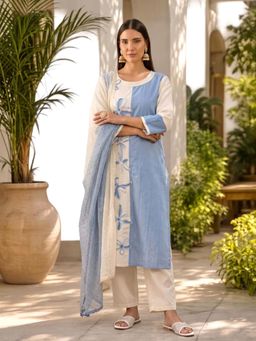 GULABI DORI - BLUE HANDWORK and EMBROIDERED Kurta with Pant & Dupatta