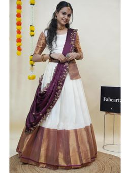 Fabcartz - Purple Semi-Stitch Lehenga with Unstitch Blouse & Dupatta