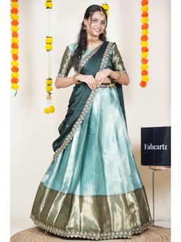 Fabcartz - Blue Semi-Stitch Lehenga with Unstitch Blouse & Dupatta