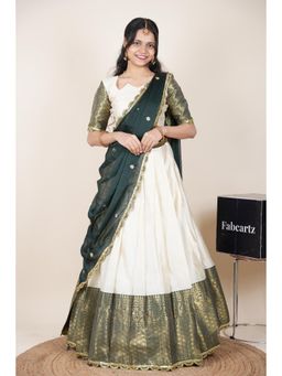 Fabcartz - Green Semi-Stitch Lehenga with Unstitch Blouse & Dupatta