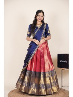 Fabcartz - Pink Semi-Stitch Lehenga with Unstitch Embroidery Work Blouse & Dupatta