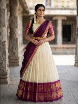 Fabcartz - Purple Semi-Stitch Lehenga with Unstitch Blouse & Dupatta