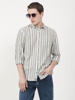Lee - Men Striped Green Shirt (Regular)