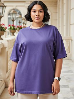 Bewakoof - Heavy Duty 1.0 Women's Skipper Blue Oversized Plus Size T-shirt