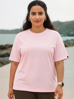 Bewakoof - Women's Pink Oversized Plus Size T-shirt