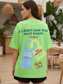 Bewakoof - Women's Jade Lime Green Dnd Typography Oversized T-Shirt
