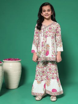 Readiprint - Style Cotton Fabric Off White Kurta with Sharara (Set of 2)
