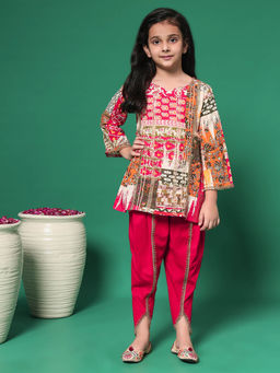 Readiprint - Straight Style Fabric Kurta with Dhoti Pants (Set of 2)