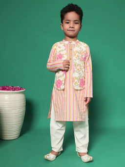 Readiprint - Boys Straight Style Fabric Pink Kurta and Pyjama (Set of 2)