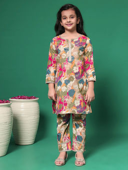 Readiprint - Straight Style Fabric Multi-Color Kurta with Pants (Set of 2)