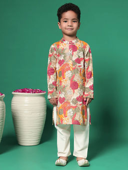 Readiprint - Boys Straight Style Multi-Color Kurta and Pyjama (Set of 2)