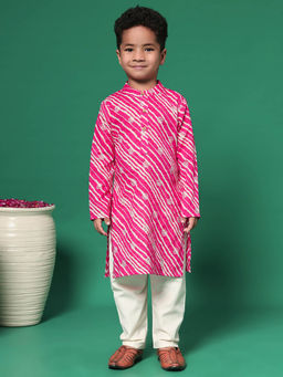 Readiprint - Boys Straight Style Fabric Pink Kurta and Pyjama (Set of 2)