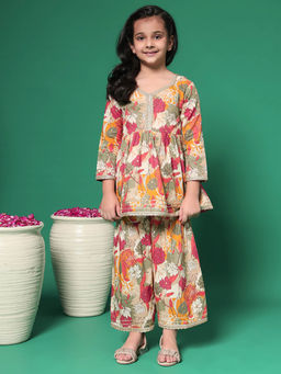 Readiprint - Frock Style Fabric Mustard Kurta with Sharara (Set of 2)