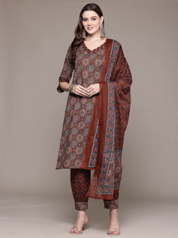 Readiprint - Straight Style Red Kurta and Pants with Dupatta (Set of 3)