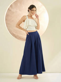First Resort by Ramola Bachchan - Dark Blue Wide Leg Pant
