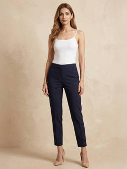 First Resort by Ramola Bachchan - Dark Blue Slim Fit Pant