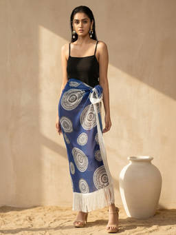 First Resort by Ramola Bachchan - Women Blue Geometric Print Long Skirt