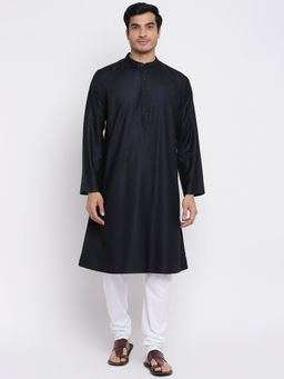 Fabindia - Black Viscose Silk Woven Long Kurta