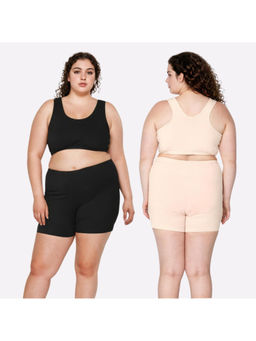 Adira - Plus Size Black & Beige Under Dress Shorties (Pack of 2)