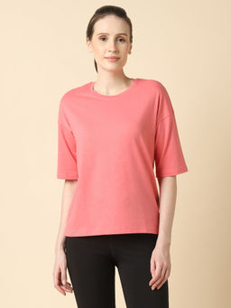 Van Heusen - Women Solid Crew Neck T-Shirt - Three Forth Sleeves And Superior Drape