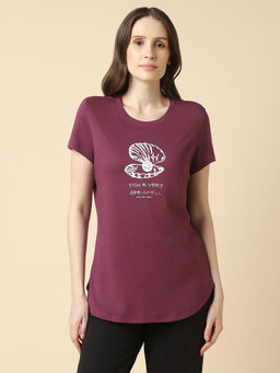 Van Heusen - Women Front Print Round Neck Short Sleeve Lounge T-Shirt