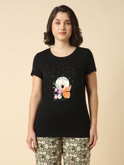 Van Heusen - Women Printed Round Neck Short Sleeve Lounge T-Shirt