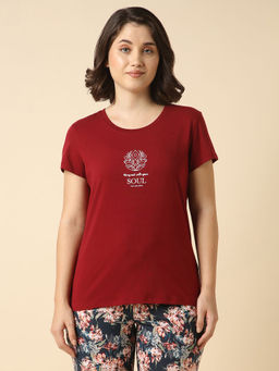 Van Heusen - Women Printed Round Neck Short Sleeve Lounge T-Shirt