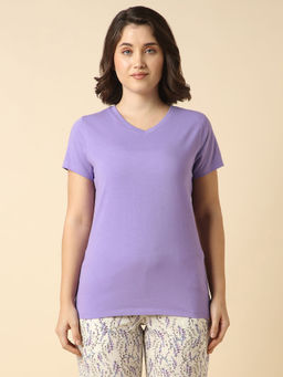 Van Heusen - Women Solid V-Neck Short Sleeve Lounge T-Shirt