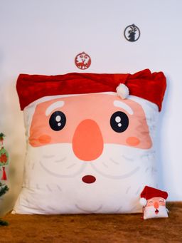 Indigifts - Christmas Snuggy Huggy Reversible Santa Hug Cushion 24x24 and Reversible Santa Soft Toy